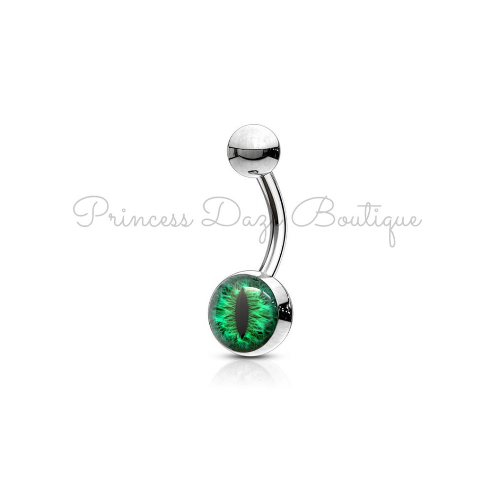 Green‎ Snake Eye Belly Button Ring